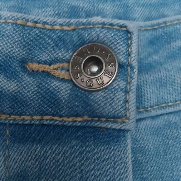 Guess Button Jean Skirt Light Wash Mini Denim Women's Size Small - Picture 5 of 7
